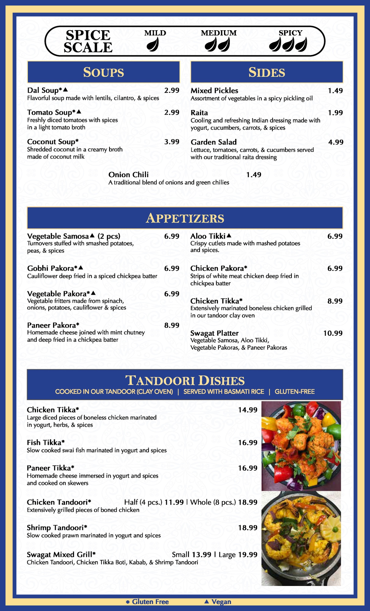 Swagat Fine Indian Cuisine & Swagat Spice Bazaar Menu